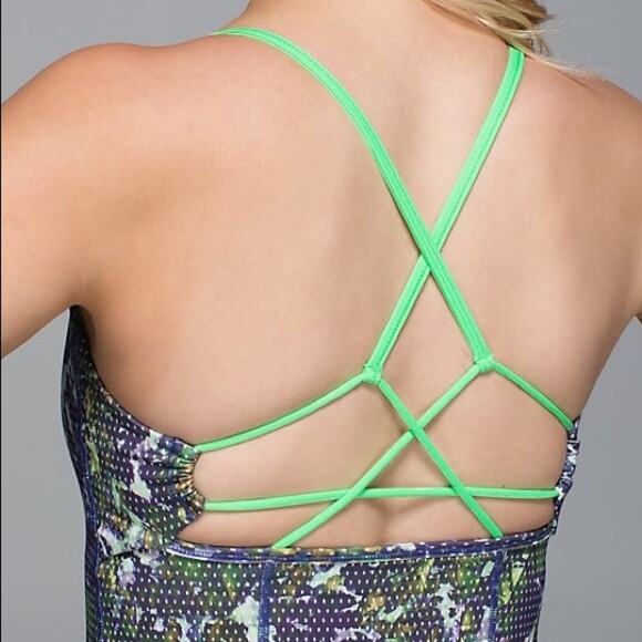 LULULEMON  Dancing Warrior Tank Bra Multi/ Pistachio Size 4 - Picture 5 of 7